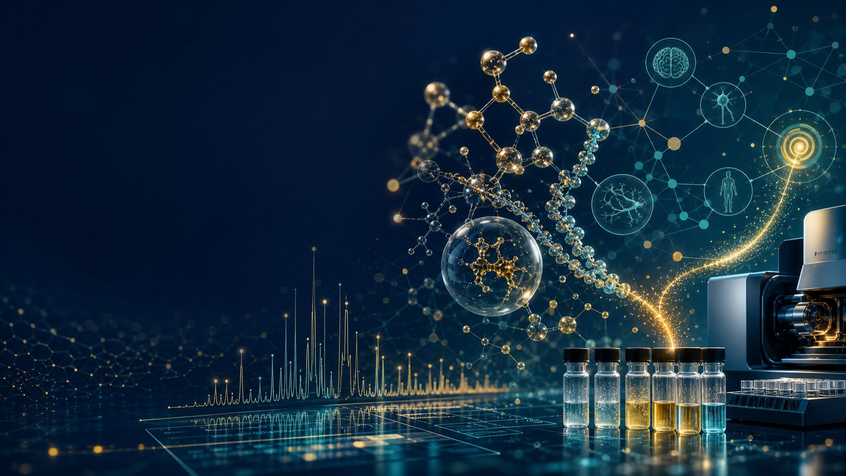 Abstract multi-omics network translating molecular measurements into biomarker insight.